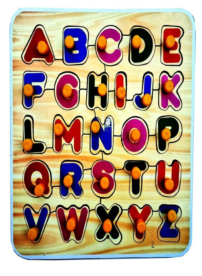 EL SMO Wooden Alphabet Learning Board, Educational Toy for Kids, Pre-School Learning Kit, 26 Letters, Colourful - Image 1